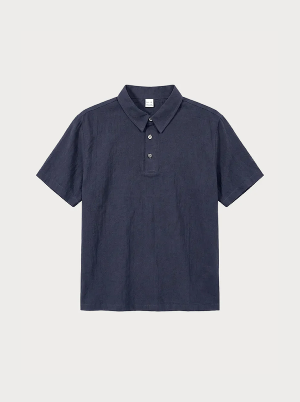 Capri Linen Polo Navy Blue