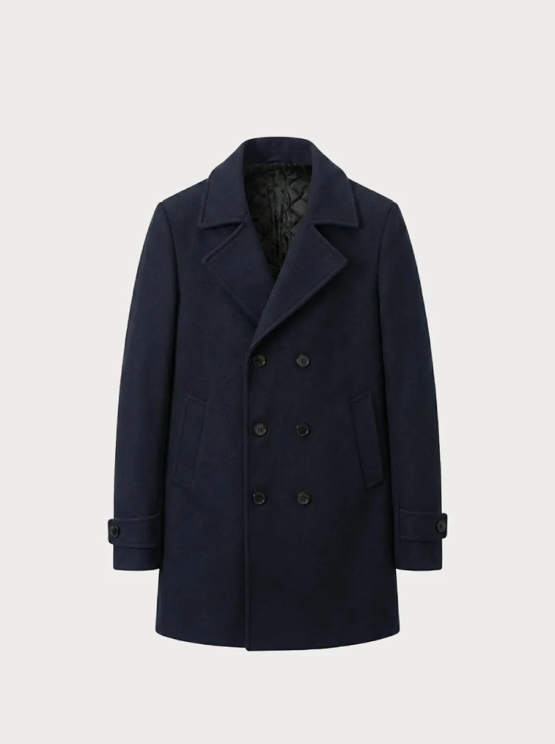 Classic Wool Coat Navy Blue