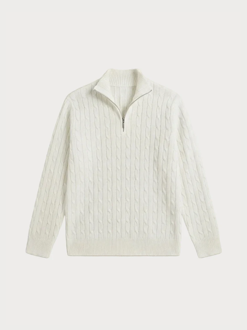 Gentleman's Half-Zip White