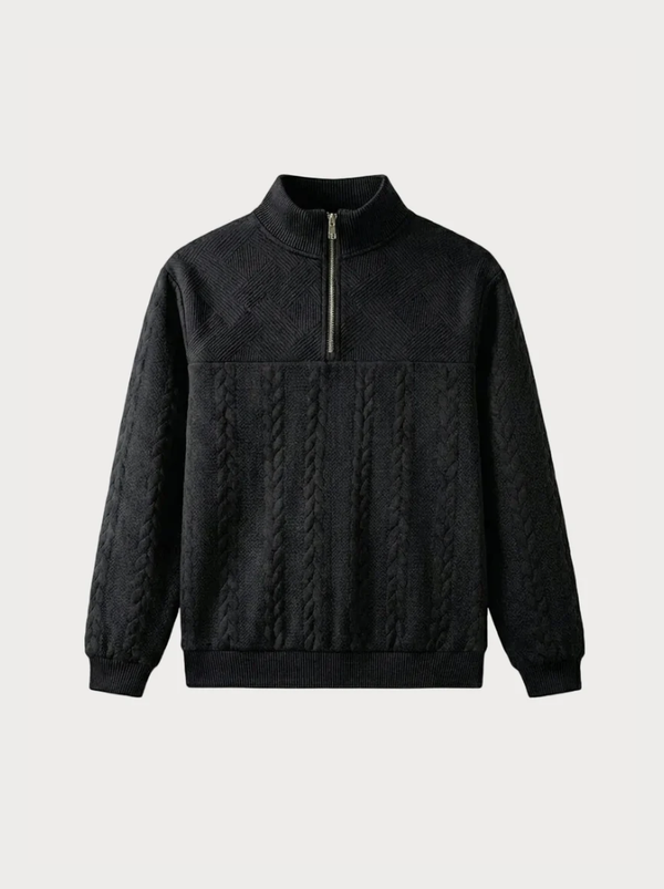 Jacquard Quarter Zip Black